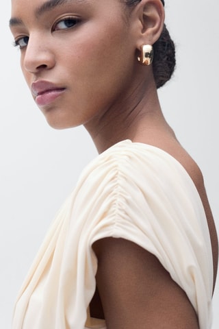 Top drapé combiné - Ecru