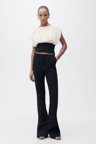 Top drapé combiné - Ecru