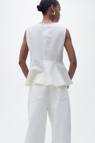 Haut péplum lin mélangé - Ecru