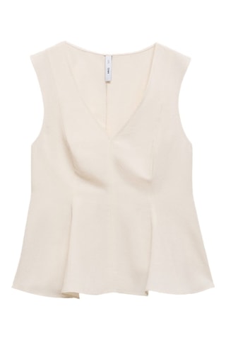 Haut péplum lin mélangé - Ecru