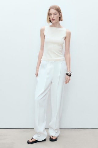 Haut en maille col bateau - Ecru