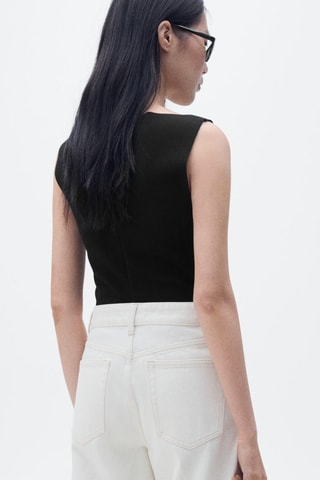 Haut en maille col bateau - Noir