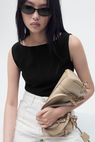 Haut en maille col bateau - Noir