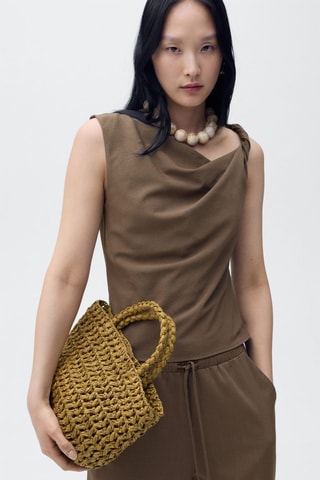 Top asymétrique à bretelle drapé - Marron