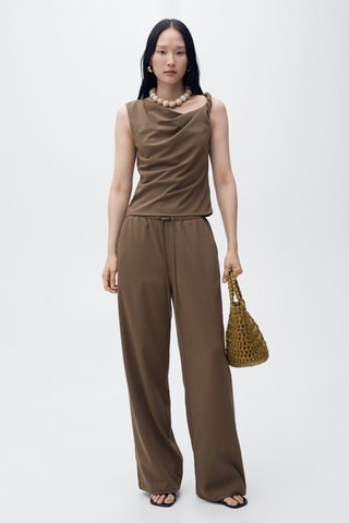 Top asymétrique à bretelle drapé - Marron