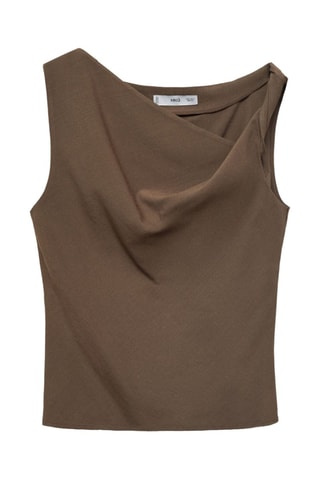 Top asymétrique à bretelle drapé - Marron