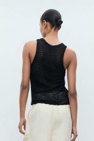 Top Lurex maille ajourée - Noir