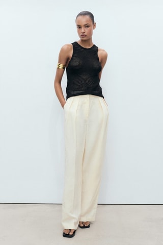 Top Lurex maille ajourée - Noir