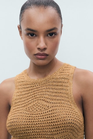 Top Lurex maille ajourée - Doré
