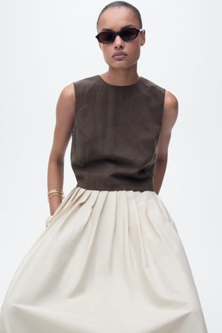 Top en lyocell avec boutons dans le dos - Marron