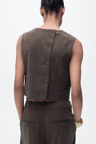 Top en lyocell avec boutons dans le dos - Marron