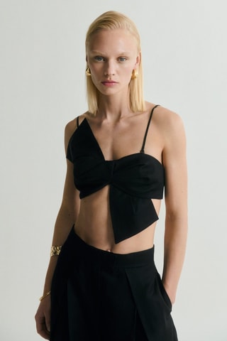 Crop top imprimé nœud - Noir