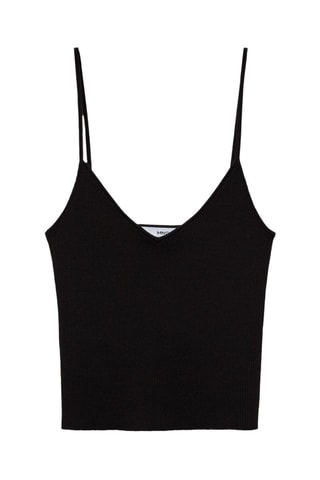 Top maille côtelée bretelles fines - Noir