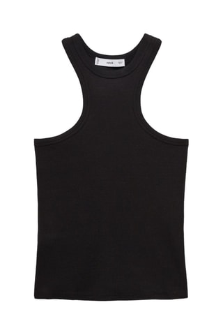 Top côtelé en coton - Noir