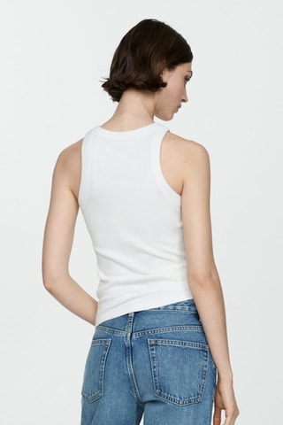Top côtelé en coton - Blanc