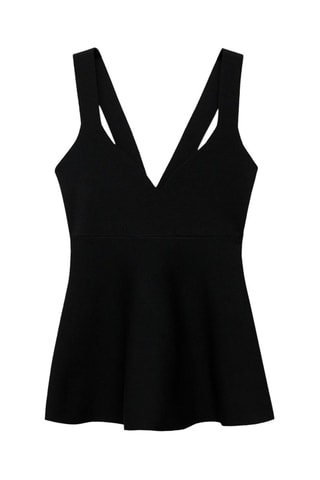 Haut maille fine péplum - Noir