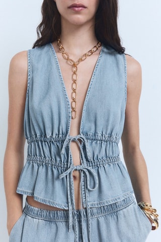 Top lyocell fermeture noeuds - Bleu clair