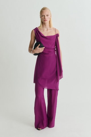 Top long détail fleur - Violet