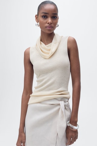 Top maille col bénitier - Gris clair