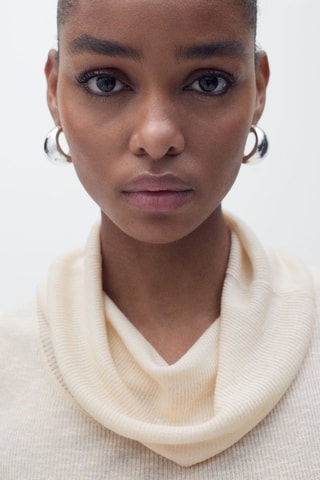 Top maille col bénitier - Gris clair