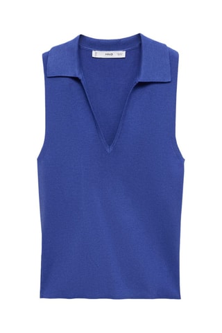 Top maille col polo - Bleu