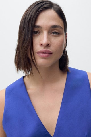 Top modal col en V - Bleu