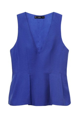 Top modal col en V - Bleu