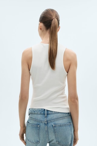 Top coton maille côtelée - Blanc