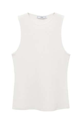 Top coton maille côtelée - Blanc