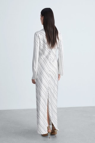 Robe à rayures satinée - Blanc