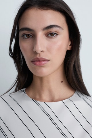 Robe à rayures satinée - Blanc