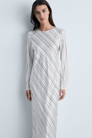 Robe à rayures satinée - Blanc