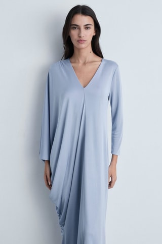 Robe asymétrique drapée - Bleu ciel