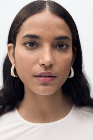 Robe longue tissu combiné - Ecru