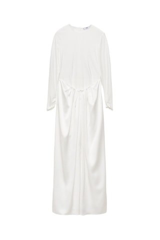 Robe longue tissu combiné - Ecru