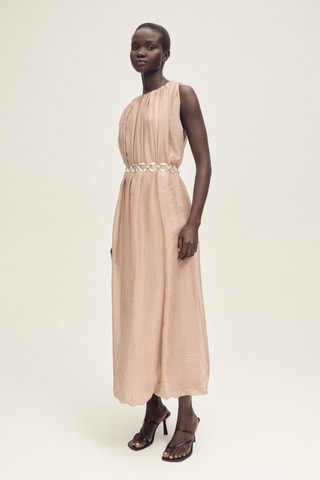 Robe froncée bas bouffant - Beige