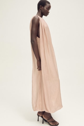 Robe froncée bas bouffant - Beige