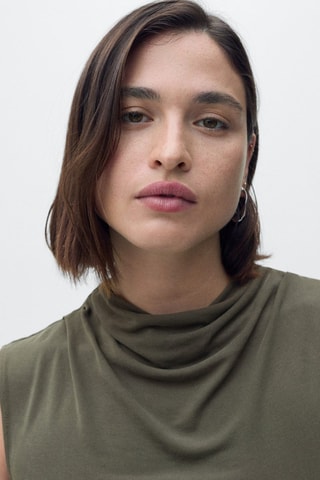 Robe en modal col bénitier - Kaki