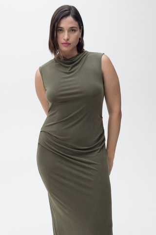 Robe en modal col bénitier - Kaki