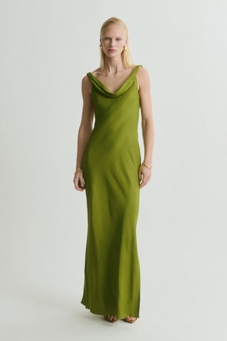 Robe texturée encolure drapée - Vert