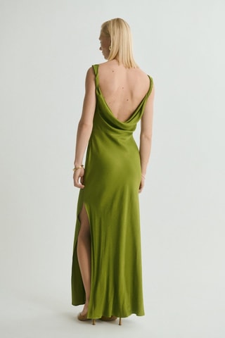 Robe texturée encolure drapée - Vert