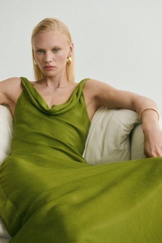 Robe texturée encolure drapée - Vert