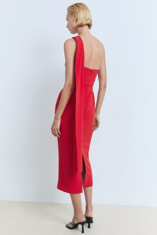 Robe asymétrique col nœud - Rouge