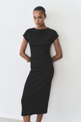 Robe midi détail drapé - Noir
