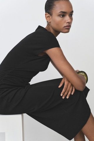 Robe midi détail drapé - Noir