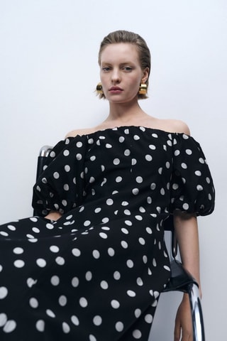 Robe bustier à pois - Noir