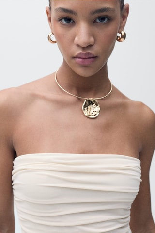 Robe jupe boule corps drapé - Ecru