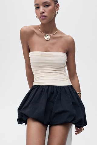 Robe jupe boule corps drapé - Ecru