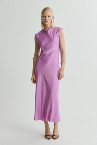 Robe midi satinée - Violet