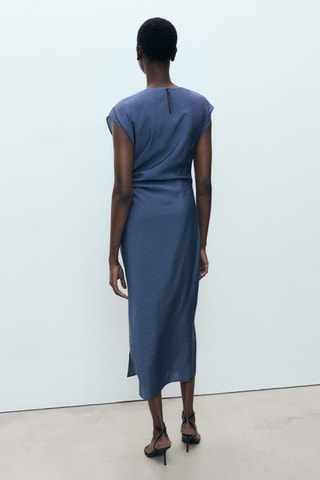 Robe droite drapée - Bleu